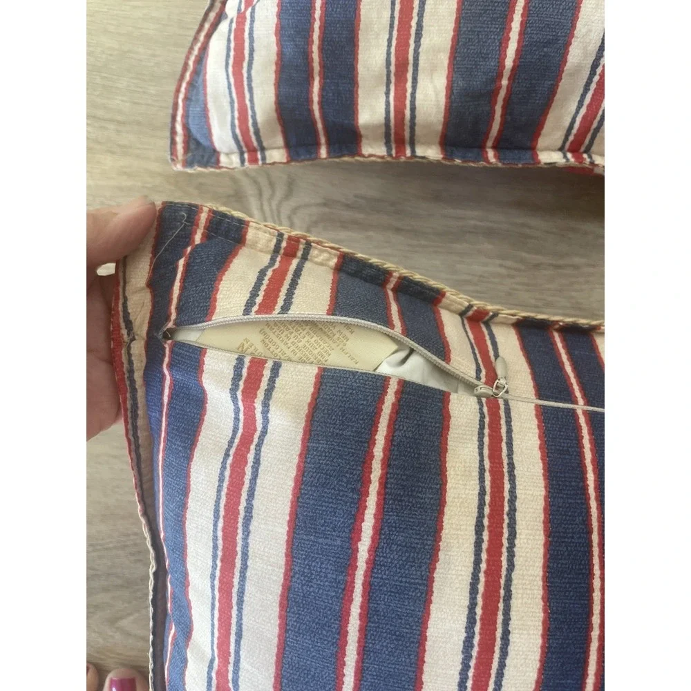 2 Ralph Lauren Pr DECORATIVE PILLOW Down Insert Villa Martine STRIPES Red Floral